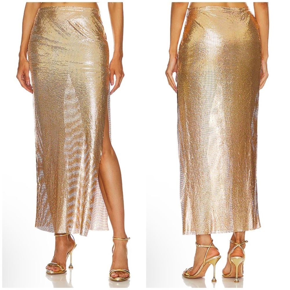 Lovers and Friends Sascha Maxi Skirt in Gold Size XS